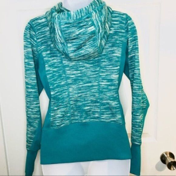 Zella Marled Hoodie Zipper Sweatshirt Jacket Long Sleeves Teal S - Picture 5 of 8